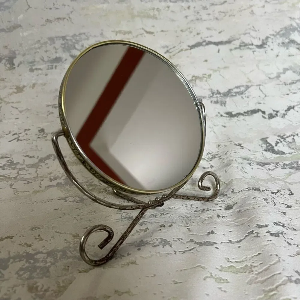 Vintage Double Sided Vanity Shaving mirror with magnifying side